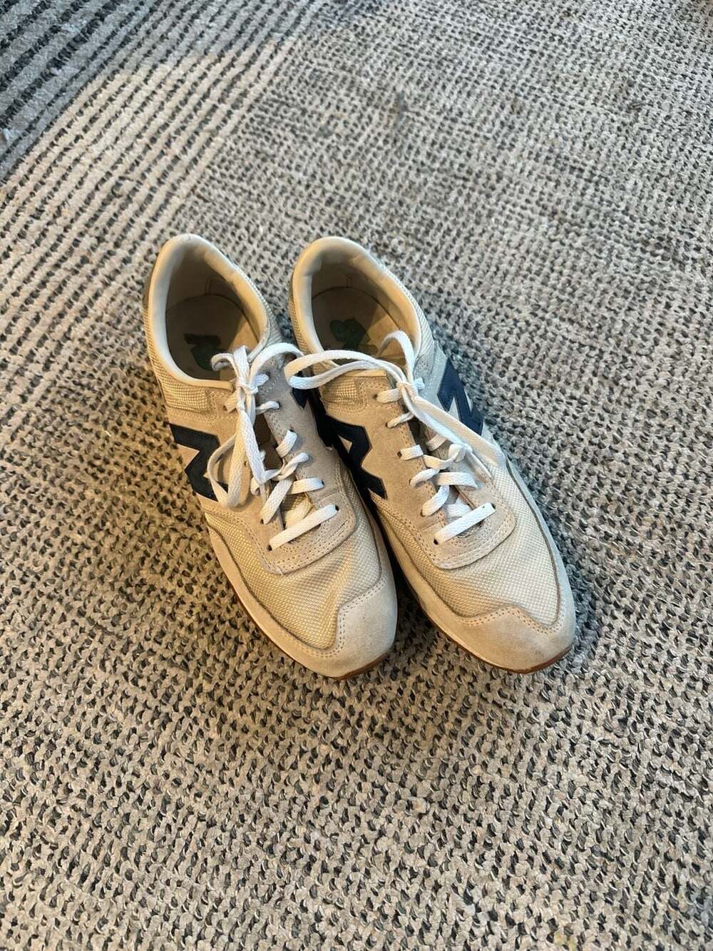 New Balance 720 Retro Suede and Mesh Sneakers in Tan/Navy